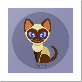 Kawaii Siamese Cat Posters and Art